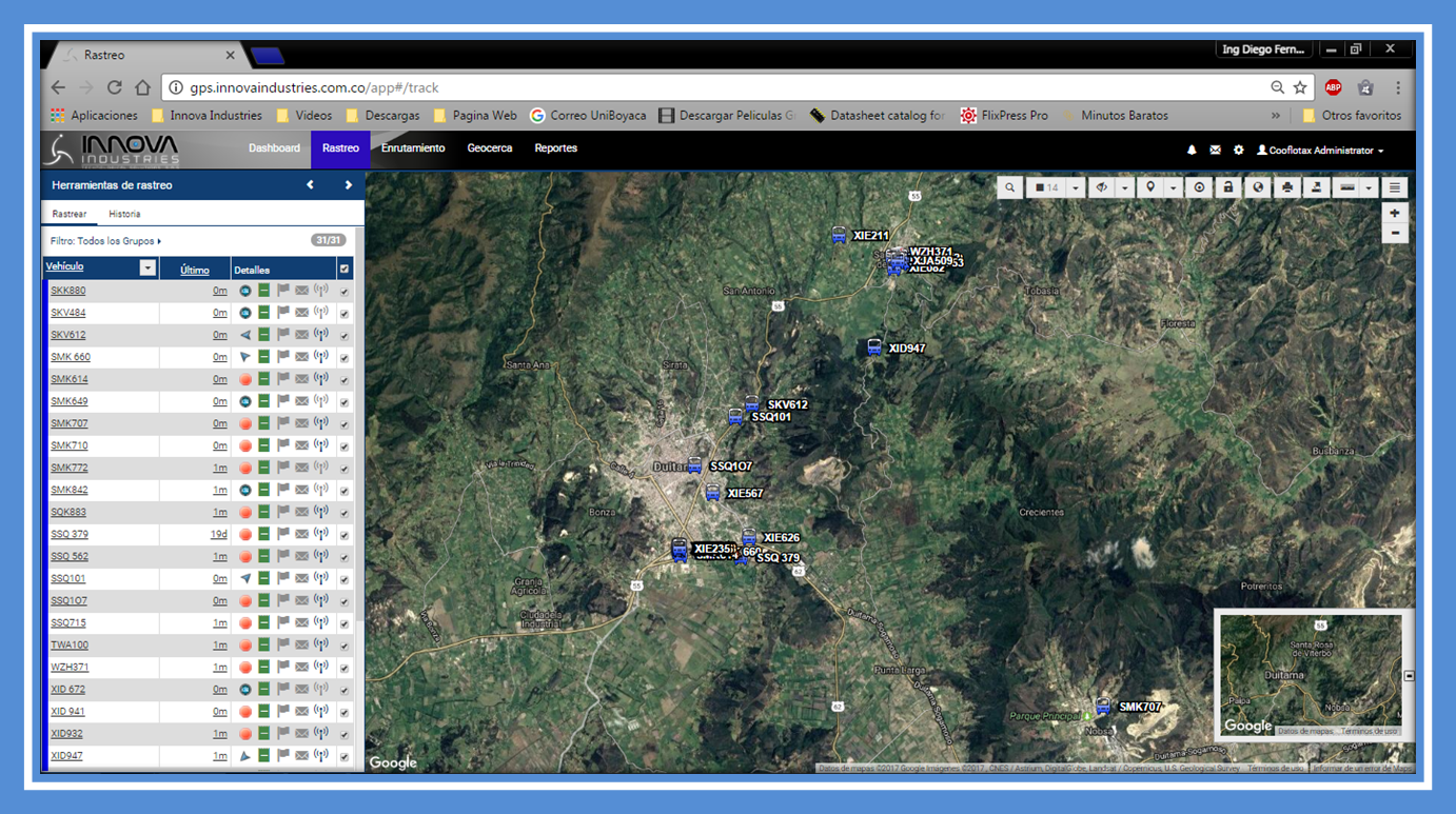 Monitoreo simultaneo de todos los carros de la flota o del cliente