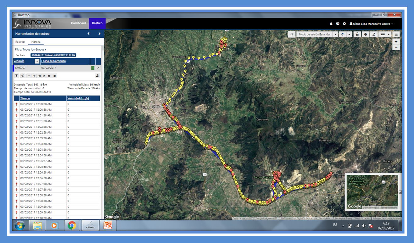 Monitoreo general individual 24 horas, recorridos, paradas, desvios